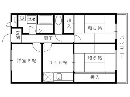 ミローズコート(3DK/3階)の間取り写真