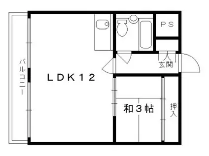 ヴィラ大成(1LDK/4階)の間取り写真