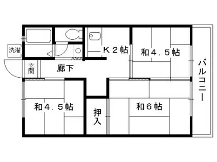 ハイム秀芳(2DK/1階)の間取り写真