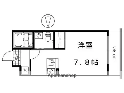 KYOTO HOUSE桂川(ワンルーム/3階)の間取り写真