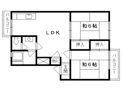 中川ハイツ(2LDK/3階)の間取り写真