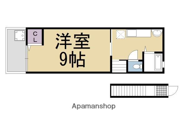 ハイツ南部(1K/2階)の間取り写真