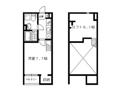 ルミエール淀(1K/2階)の間取り写真