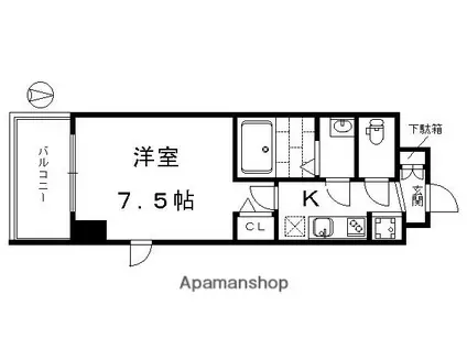 MASTERYCOURT(1K/2階)の間取り写真