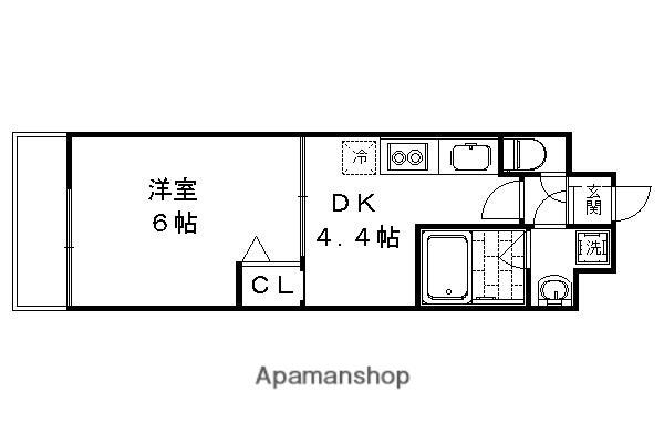 アクアプレイス京都三条朱雀(1DK/1階)の間取り写真