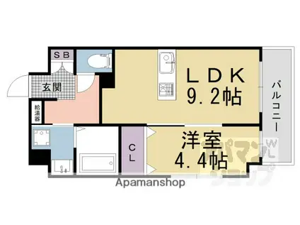 インサイトコート椥辻(1LDK/6階)の間取り写真