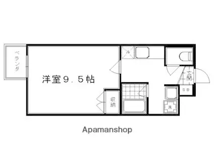 PEACEFUL朱雀(1K/2階)の間取り写真