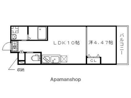 クオーレII納所(1LDK/1階)の間取り写真