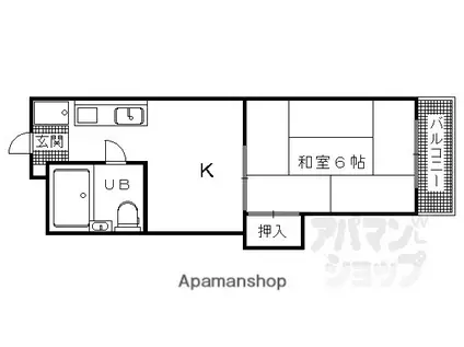 長岡京市開田3丁目マンション(1K/4階)の間取り写真