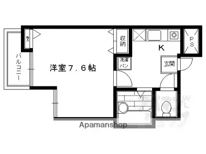 プール トゥジュール中はし(1K/3階)の間取り写真