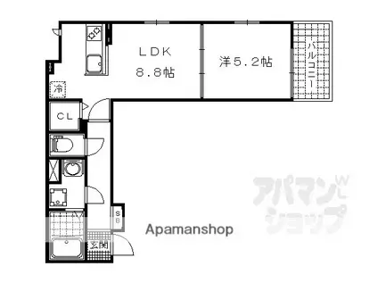 ディアコート洛東(1LDK/3階)の間取り写真