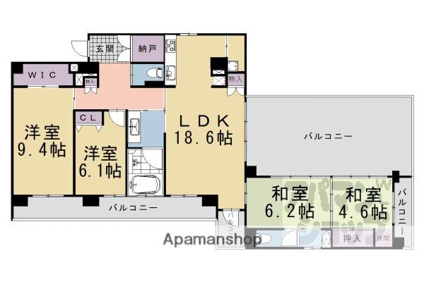 ラグゼナ清水五条(4LDK/5階)の間取り写真