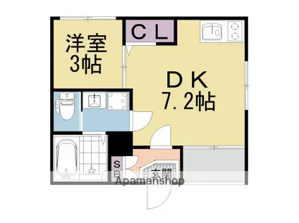 スプランドゥール東九条(1DK/3階)の間取り写真