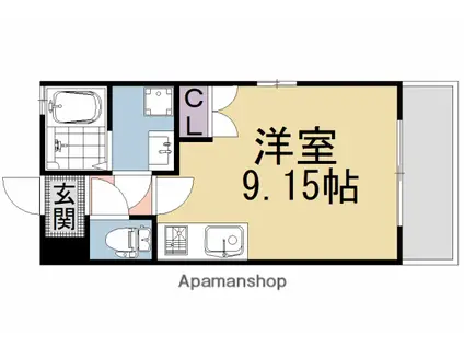 ブリッジ山科安朱(ワンルーム/3階)の間取り写真