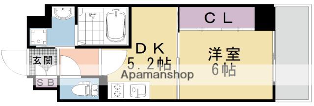 CYPRESS太子道(1DK/4階)の間取り写真