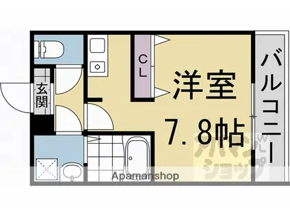 グランレム西院(1K/1階)の間取り写真