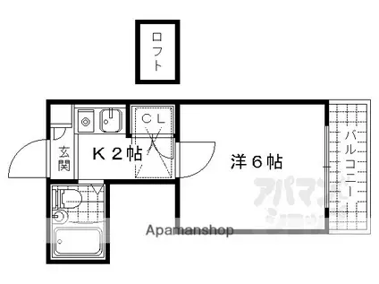 シネマ御陵(1K/1階)の間取り写真