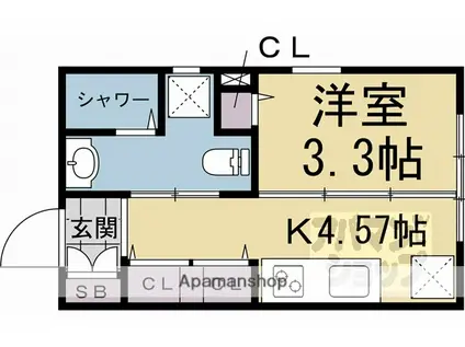 グレース京都二条(1K/1階)の間取り写真