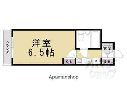 DETOM-1御所南(1K/2階)の間取り写真