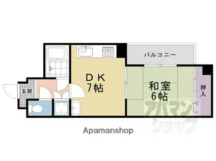 アルカンシェル御所(1DK/2階)の間取り写真