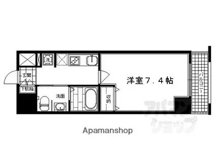 アーバンフラッツ四条西洞院(1K/12階)の間取り写真