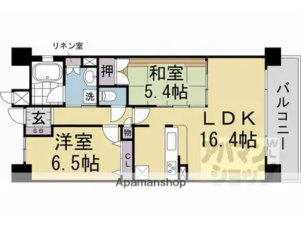 エスリード京都山科(2LDK/4階)の間取り写真