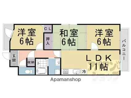 アグラード長岡京(3LDK/2階)の間取り写真