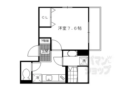 セジュールオッツ FUJINOMORI(1K/2階)の間取り写真