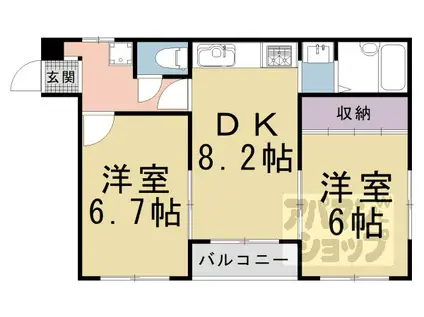 ベルエール長法寺(2LDK/2階)の間取り写真