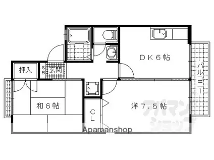 RーGRANTS京都安朱サウス(2DK/2階)の間取り写真