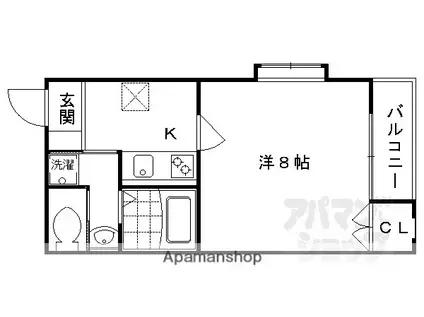 阪急電鉄京都線 西院駅(阪急) 徒歩2分 3階建 築21年(1K/1階)の間取り写真