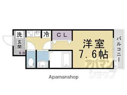 グレースコート御陵(1K/1階)の間取り写真