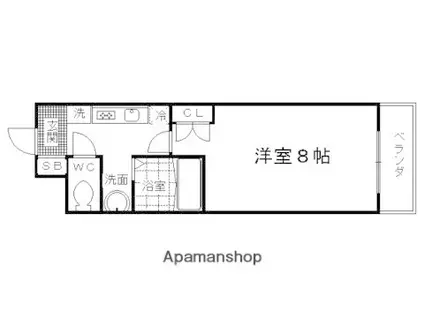 ファインブルーム伏見稲荷(1K/2階)の間取り写真