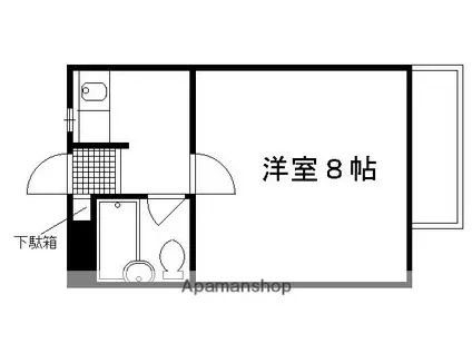 ポプラハイツ(1K/3階)の間取り写真