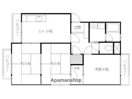NSマンション(3DK/3階)の間取り写真