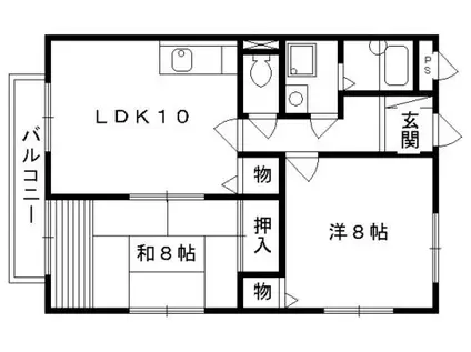 グルミエール大谷II(2LDK/1階)の間取り写真