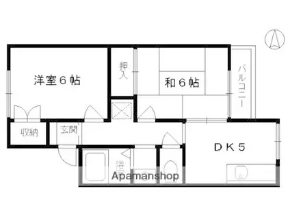 第三芳月ハイツ(2DK/2階)の間取り写真