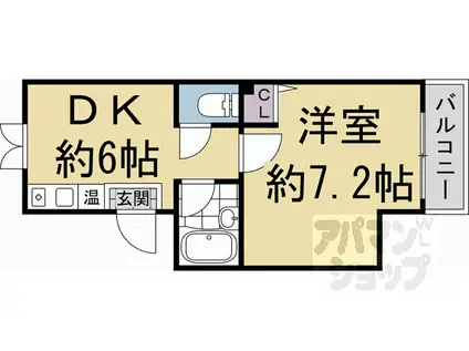 フラット向日(1DK/2階)の間取り写真