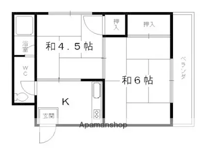東福寺ハイツ(2K/2階)の間取り写真