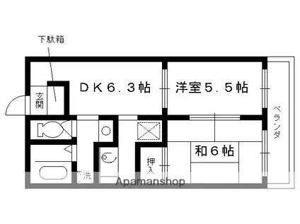 シャルム西洞院(2DK/2階)の間取り写真