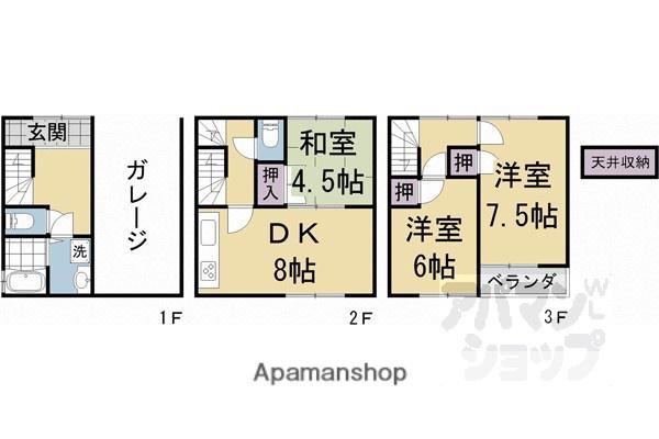 東海道本線 西大路駅 徒歩12分 3階建 築30年(3DK)の間取り写真