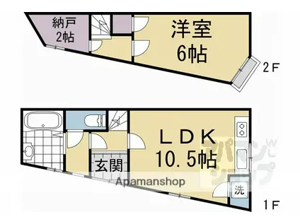 京阪電気鉄道京阪線 東福寺駅 徒歩18分 2階建 築33年(1SLDK)の間取り写真