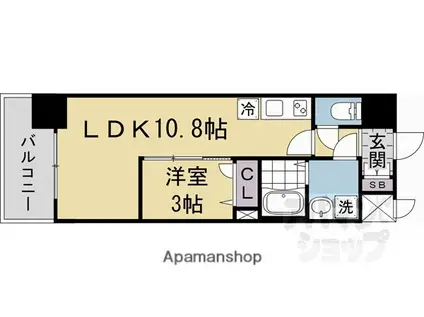 ソルテラスKYOTO西大路 瑠(1LDK/10階)の間取り写真