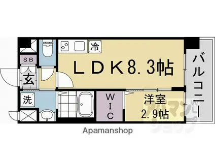 ソルテラス京都JUJO薫(1LDK/3階)の間取り写真