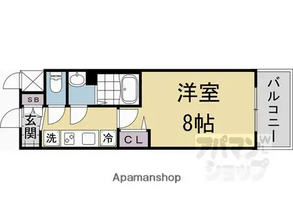 ソルテラス京都JUJO薫(1K/5階)の間取り写真