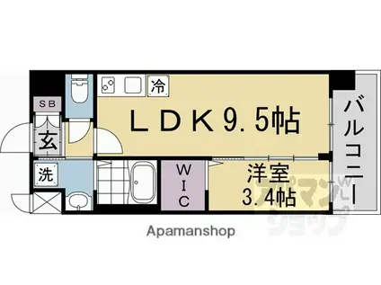 ソルテラス京都JUJO薫(1LDK/4階)の間取り写真