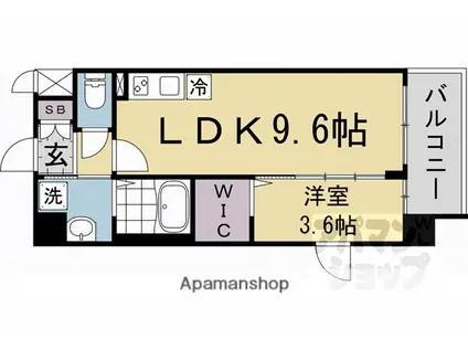 ソルテラス京都JUJO薫(1LDK/4階)の間取り写真