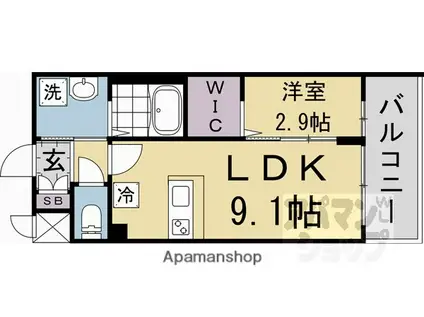 ソルテラス京都JUJO薫(1LDK/3階)の間取り写真