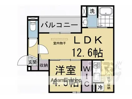 GRAMM丹波口(1LDK/1階)の間取り写真