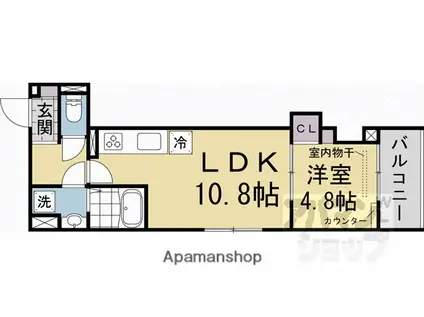 GRAMM丹波口(1LDK/2階)の間取り写真
